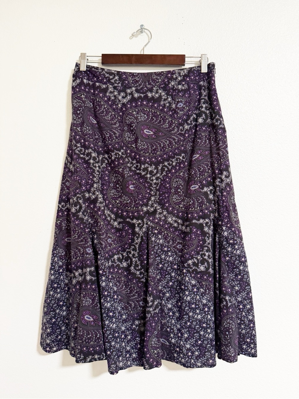 Charter Club Purple Paisley Pleated Full Midi Skirt Size 10P
